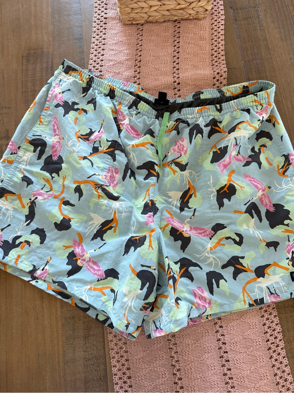 Patagonia Light Blue Floral & Bird Print Women's Shorts